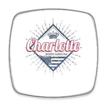 Charlotte City, Caroline du Nord, États-Unis - Magnet carré - blanc - Devant