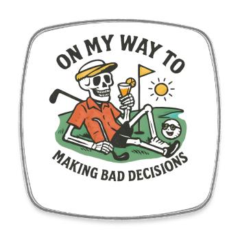 L’humour de golf en route vers de mauvaises décisions - Magnet carré - blanc - Devant