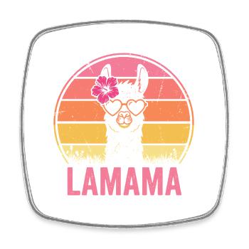 Lamama Llama Mama Mutter Tierliebhaber - Viereckiger Kühlschrankmagnet - Weiß - Vorne