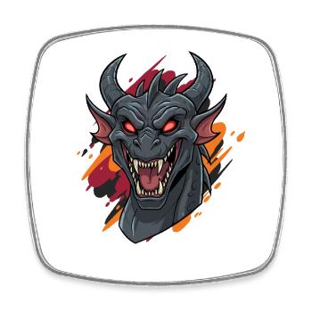Dragon head with fire accents - Square fridge magnet - white - Front