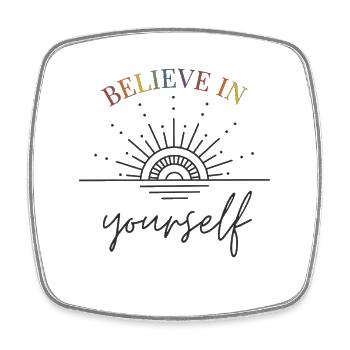 Believe in yourself Sonnenaufgang Regenbogen - Viereckiger Kühlschrankmagnet - Weiß - Vorne