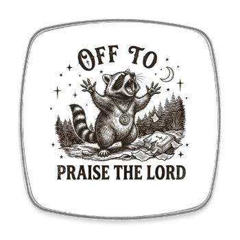 To praise the Lord Christian Waschbär - Square fridge magnet - white - Front