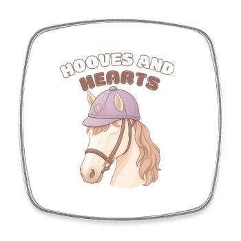 Sabots et Cœurs Amoureux des chevaux - Magnet carré - blanc - Devant