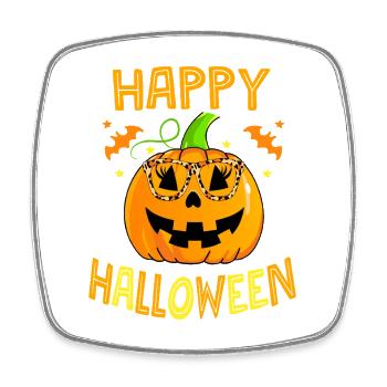 Leoparden-Kürbis-Brille Halloween - Viereckiger Kühlschrankmagnet - Weiß - Vorne