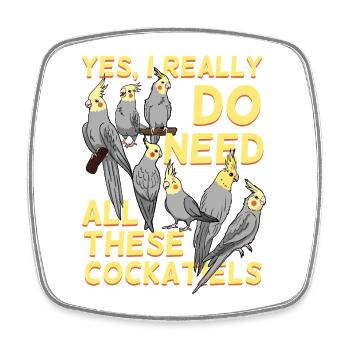 Cockatiel Cocktail Crew - Square fridge magnet - white - Front