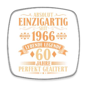 Einzigartig seit 1966 - 60. Geburtstag Vintage - Viereckiger Kühlschrankmagnet - Weiß - Vorne