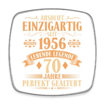 Einzigartig seit 1956 - 70. Geburtstag Vintage - Viereckiger Kühlschrankmagnet - Weiß - Vorne