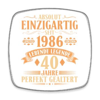 Einzigartig seit 1986 - 40. Geburtstag Vintage - Viereckiger Kühlschrankmagnet - Weiß - Vorne