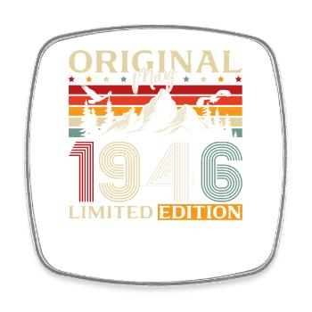 80. Geburtstag Geschenk Original Mai 1946 - Viereckiger Kühlschrankmagnet - Weiß - Vorne