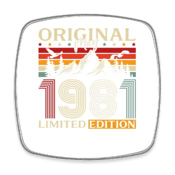 45th Birthday Gift Original May 1981 - Square fridge magnet - white - Front