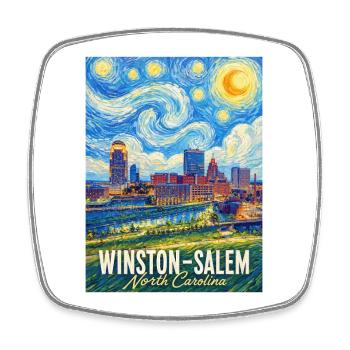 Winston-Salem, North Carolina  - Viereckiger Kühlschrankmagnet - Weiß - Vorne