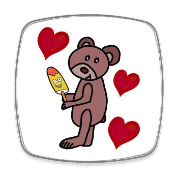 Teddy Eis Eiskrem Kinder Kind  Bär Herzen - Viereckiger Kühlschrankmagnet - Weiß - Vorne