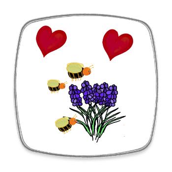 Heart Blossoms Garden Insects Bees - Square fridge magnet - white - Front