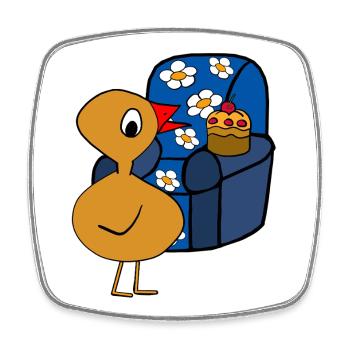 Chick Muffin Armchair After-Work Chicken - Square fridge magnet - white - Front