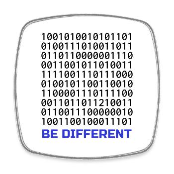 Be Different: Binary Pattern with Message - Square fridge magnet - white - Front