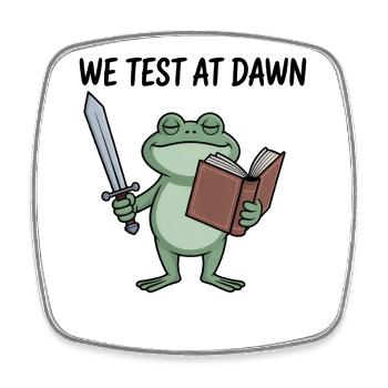 Dawn Quest Frog Sword & Book - Square fridge magnet - white - Front