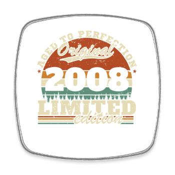 2008 Vintage Retro Birthday Gift - Square fridge magnet - white - Front