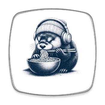 Ramen Otter - Square fridge magnet - white - Front