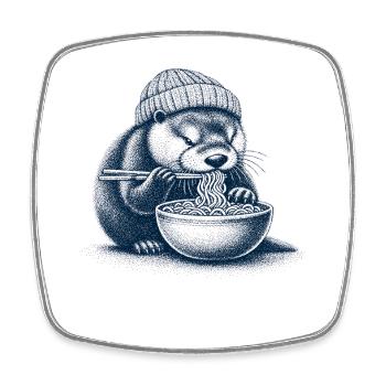Ramen Otter - Square fridge magnet - white - Front