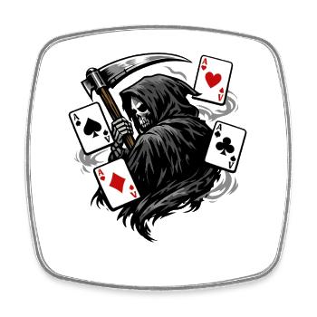 Grim Reaper Poker Player Dark Fantasy Motif - Square fridge magnet - white - Front