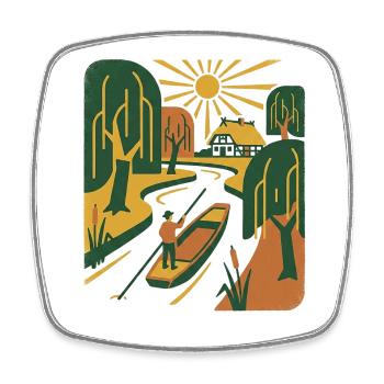 Retro Vintage Nature - Square fridge magnet - white - Front