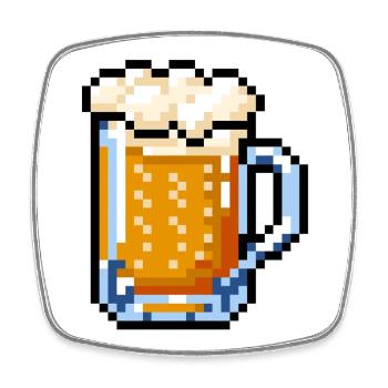 Pixel Art sur verre à bière – Design rétro de bière - Magnet carré - blanc - Devant