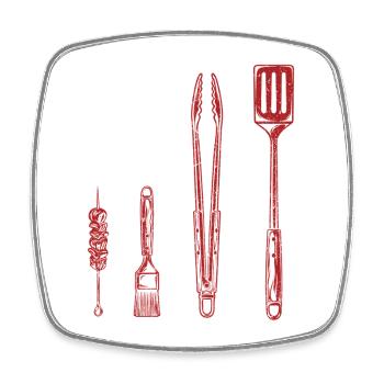 Outils de barbecue Grill US Flag Pitmaster - Magnet carré - blanc - Devant