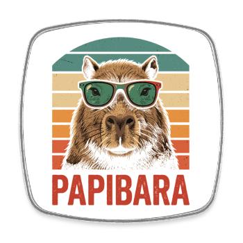 Papibara Capybara Amateur d’animaux Animaux - Magnet carré - blanc - Devant