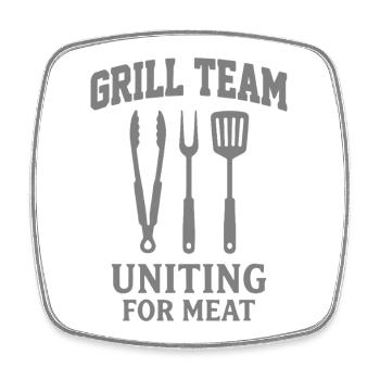ÉQUIPE DE GRILL UNIE POUR UN BARBECUE DE VIANDE Graphique - Magnet carré - blanc - Devant