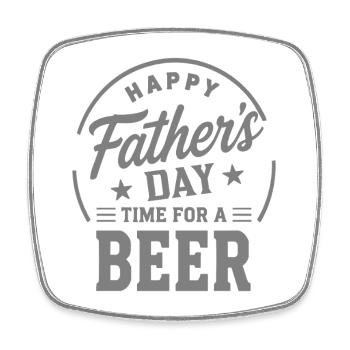 HAPPY FATHERS DAY TIME FOR A BEER Papa Emblem - Viereckiger Kühlschrankmagnet - Weiß - Vorne