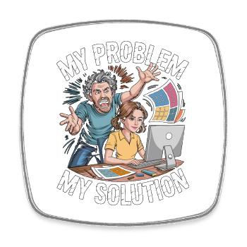 Print Designer My Problem My Pictogram Mom Dad - Square fridge magnet - white - Front