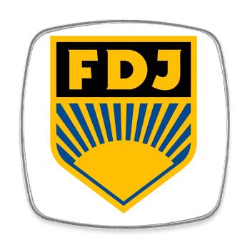 FDJ - Freie Deutsche Jugend Logo (dreifarbig) - Viereckiger Kühlschrankmagnet - Weiß - Vorne