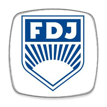 FDJ - Freie Deutsche Jugend Abzeichen (einfarbig) - Viereckiger Kühlschrankmagnet - Weiß - Vorne