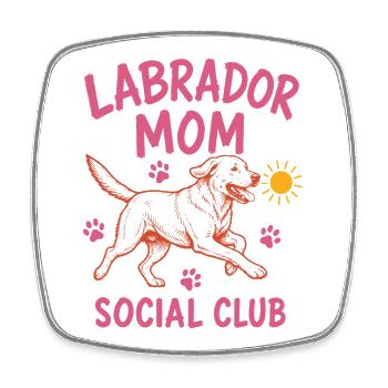 Labrador Mom Social Club Hundemama Shirt - Viereckiger Kühlschrankmagnet - Weiß - Vorne