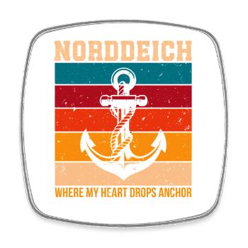 NORDDEICH WO MEIN HERZ VERANKERT IST Lustig - Viereckiger Kühlschrankmagnet - Weiß - Vorne