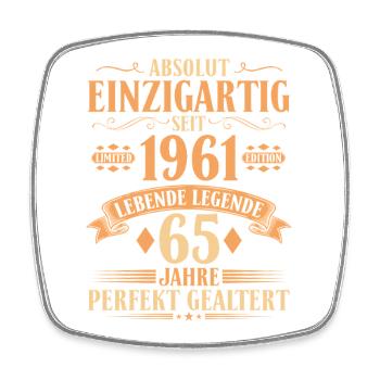 Einzigartig seit 1961 - 65. Geburtstag Vintage - Viereckiger Kühlschrankmagnet - Weiß - Vorne