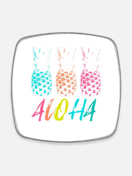 Hawaii Urlaub Aloha Ananas Trio - Viereckiger Kühlschrankmagnet - Weiß