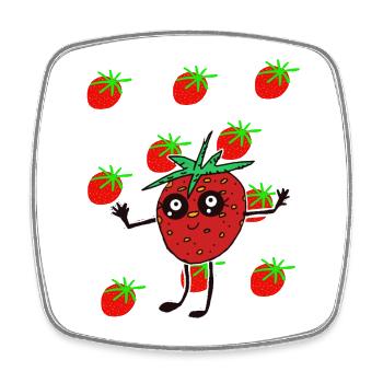 Fraises Fraises Fruits Kawaii - Magnet carré - blanc - Devant