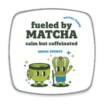 Angetrieben von Matcha – ruhige, aber koffeinhaltige grüne Energie - Viereckiger Kühlschrankmagnet - Weiß - Vorne