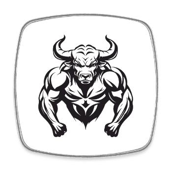 Bulle Stier Bodybuilding - Viereckiger Kühlschrankmagnet - Weiß - Vorne
