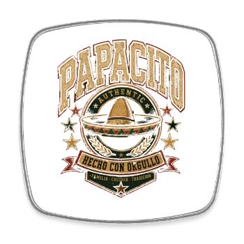 PAPACITO Mexiko Tradition Shirt - Viereckiger Kühlschrankmagnet - Weiß - Vorne