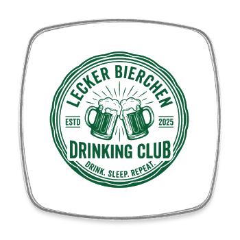 Lecker Bierchen Drinking Club Drink Sleep Repeat  - Viereckiger Kühlschrankmagnet - Weiß - Vorne
