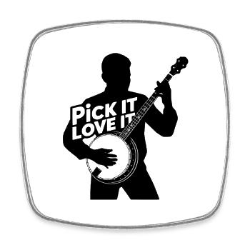 Banjo - Pick it love it Bluegrass Banjo Player - Square fridge magnet - white - Front