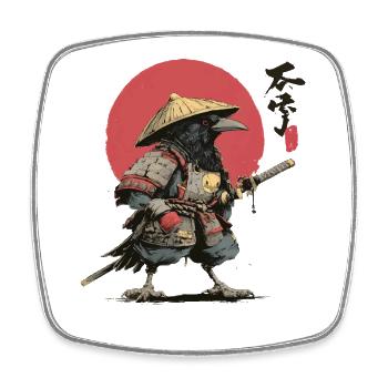 Krähen-Samurai: Roter Sonnenkrieger - Viereckiger Kühlschrankmagnet - Weiß - Vorne