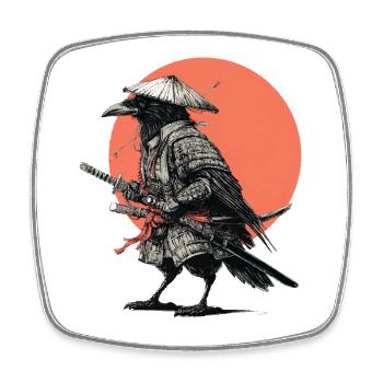 Raven Samurai Armour - Square fridge magnet - white - Front