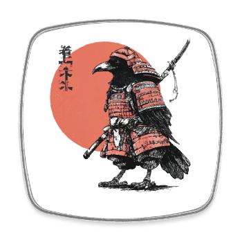 Raven Samurai in Armor Ukiyoe Sunset - Square fridge magnet - white - Front