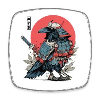 Crimson Samurai Raven Armor - Square fridge magnet - white - Front
