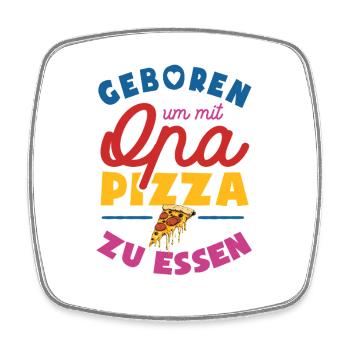 Geboren um mit Opa Pizza zu essen - Viereckiger Kühlschrankmagnet - Weiß - Vorne