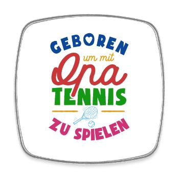Geboren um mit Opa Tennis zu spielen - Viereckiger Kühlschrankmagnet - Weiß - Vorne