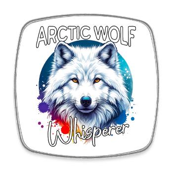 Arctic Wolf Whisperer - Square fridge magnet - white - Front
